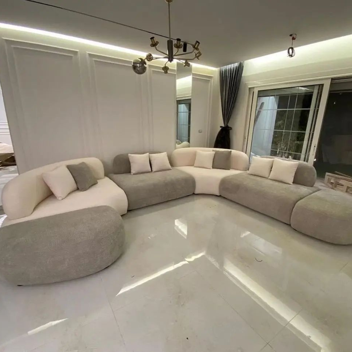 Canapé d’angle bicolore