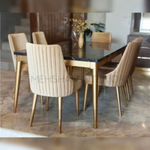 Table à manger marbre et or