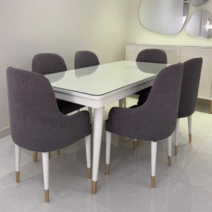 Table à manger design blanc et verre