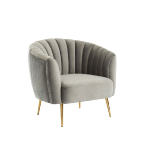 Fauteuil velours gris côtelé