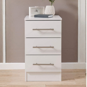 Table de chevet blanche moderne – 3 tiroirs