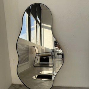 Miroir organique design moderne cadre noir