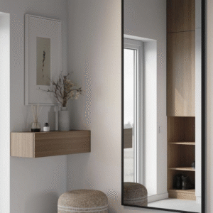 Miroir mural rectangulaire design cadre noir