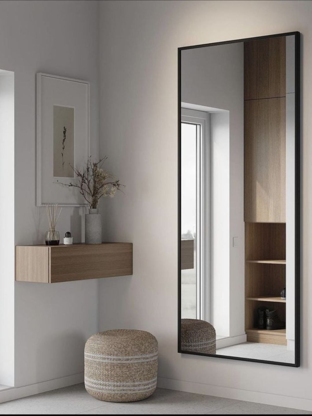 Miroir mural rectangulaire design cadre noir