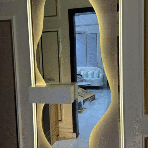 Miroir mural LED organique design avec tablette