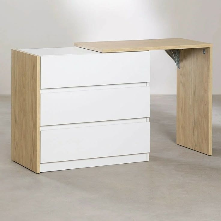 Meuble bureau extensible avec tiroirs – Design bois et blanc moderne