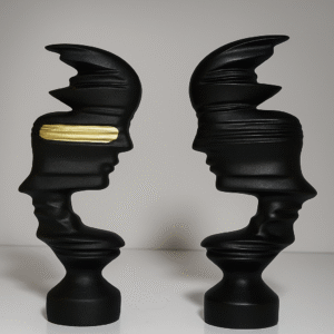 Sculptures décoratives modernes en résine noire et dorée