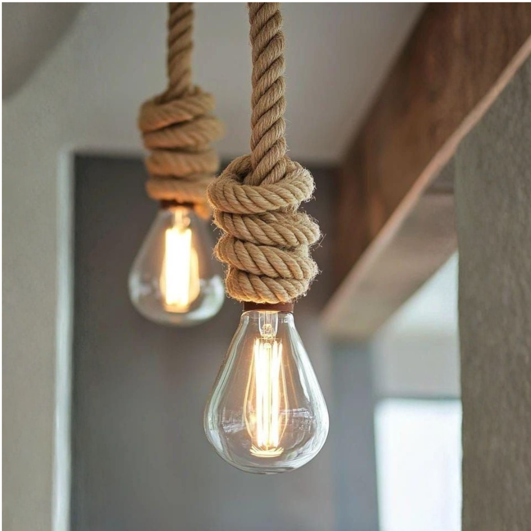 Suspension en corde vintage rustique