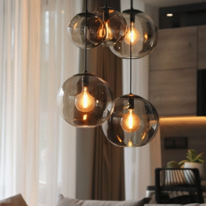 Suspension design à boules en verre fumé