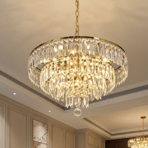 Lustre en cristal doré luxueux