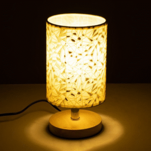 Lampe de chevet cylindrique à motifs dorés