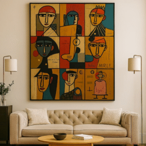 Tableau décoratif abstrait multicolore – Art mural moderne